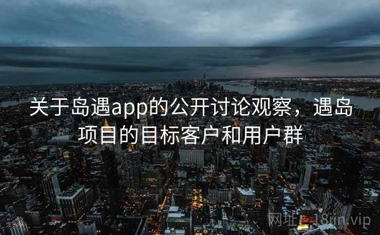 关于岛遇app的公开讨论观察，遇岛项目的目标客户和用户群